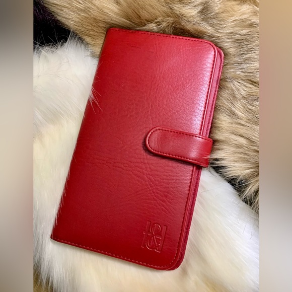 🍀VINTAGE LEATHER WALLET, MEDIUM/RED🍀#LHI - Picture 7 of 11